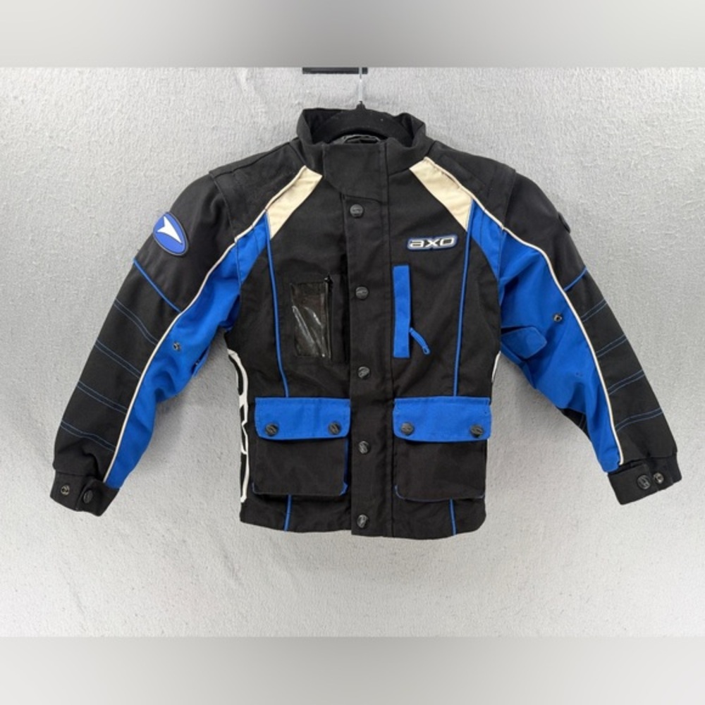 Axo Motocross Jacket Youth Boys S 6/7 Blue Black Full Zip Racing Moto Dirt Bike‎